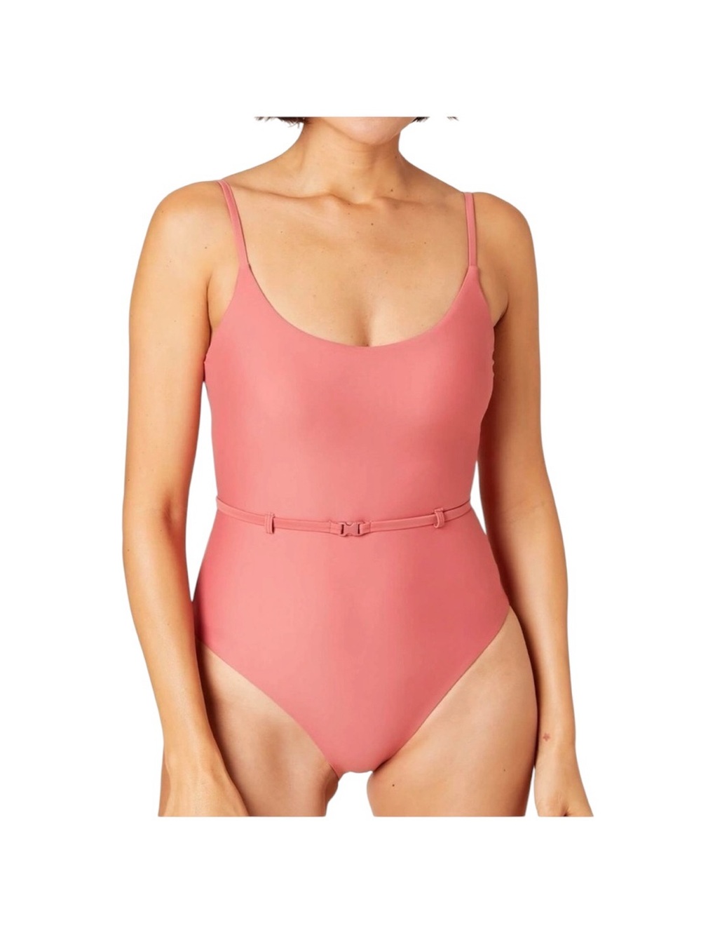 Andie The Riviera One-Piece with Slim Belt in Punch NWT